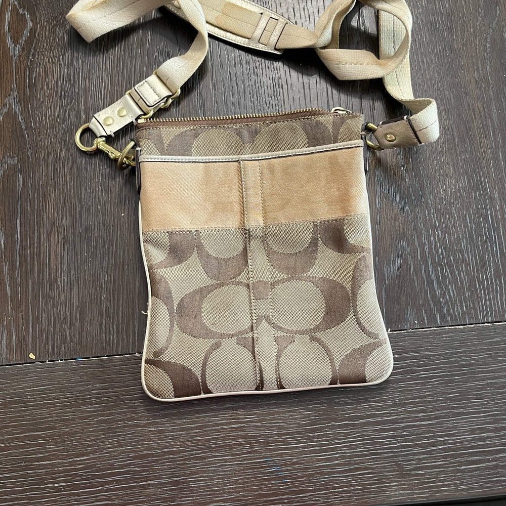 Coach Beige and Brown Crossbody Bag